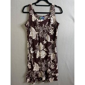 Hawaiian Moon Dress Women's Medium Floral Sleeveless Ruffle Hem Handcrafted